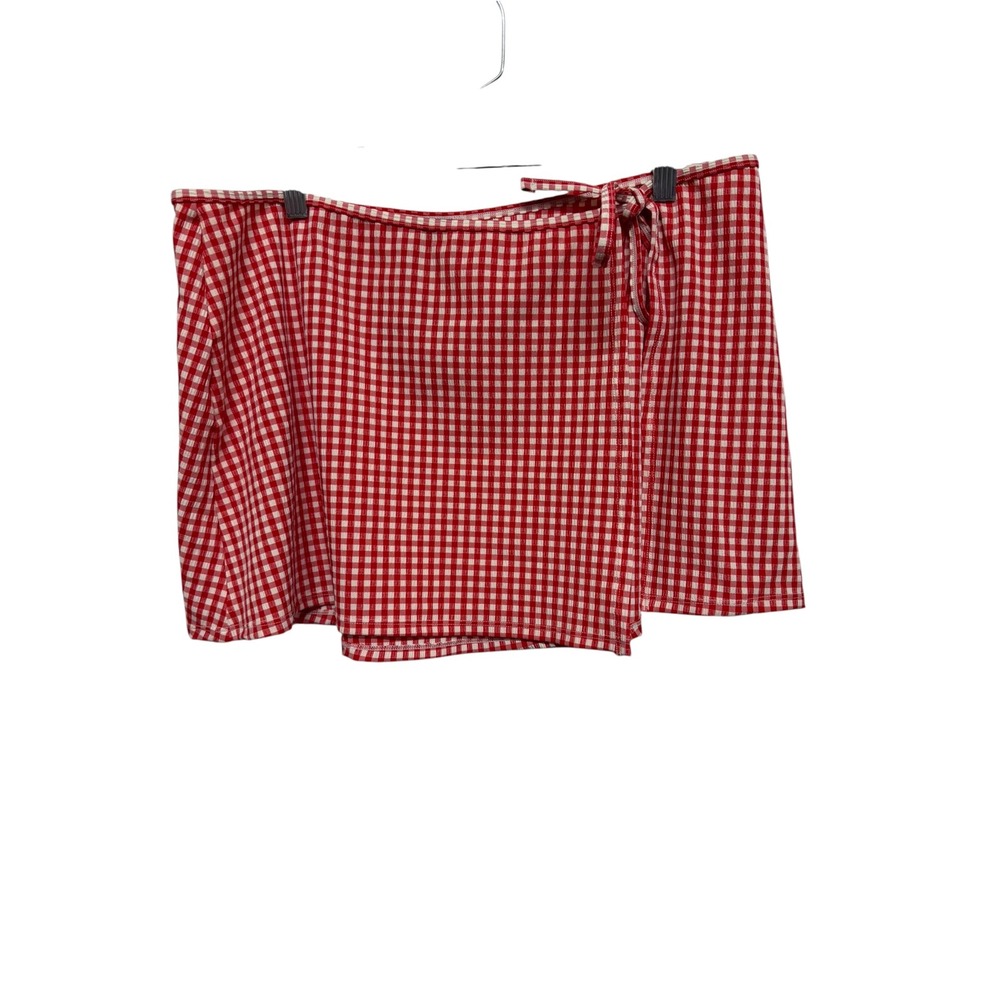 Shade & Shore Women's Red Gingham Wrap Swim Cover Up Skirt Size Large 12-14